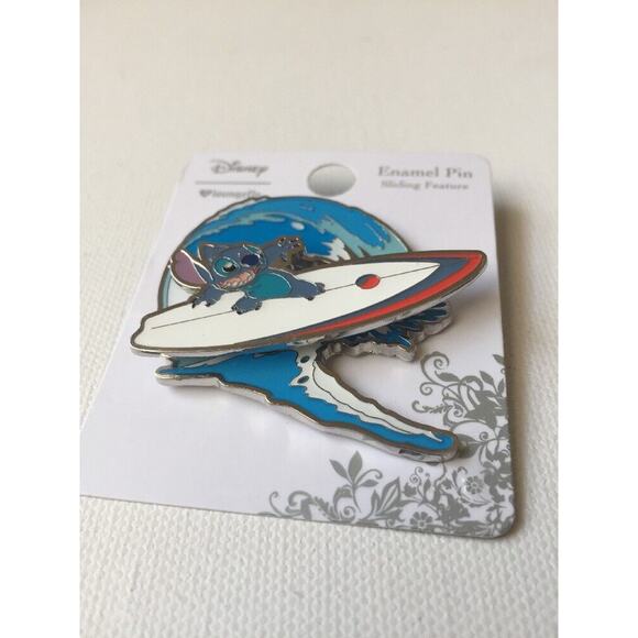 Disney Loungefly Pin Lilo and Stitch Surfboard Sliding Surfing Wave Trading Pin - Picture 3 of 4